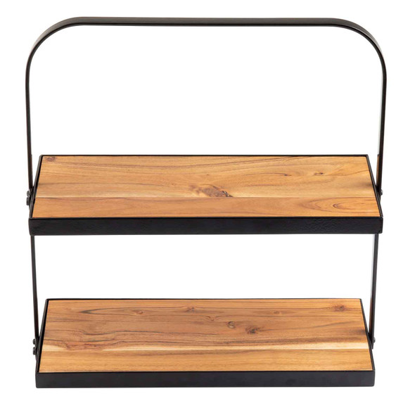 Tablecraft 10718 Rectangular Two-Tiered Display Stand, 17-3/10" x 8" x 18", Acacia Wood