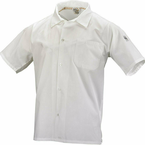 Mercer M60200WH2X Unisex Cook Shirt, White, Short Sleeve, 2X-Large