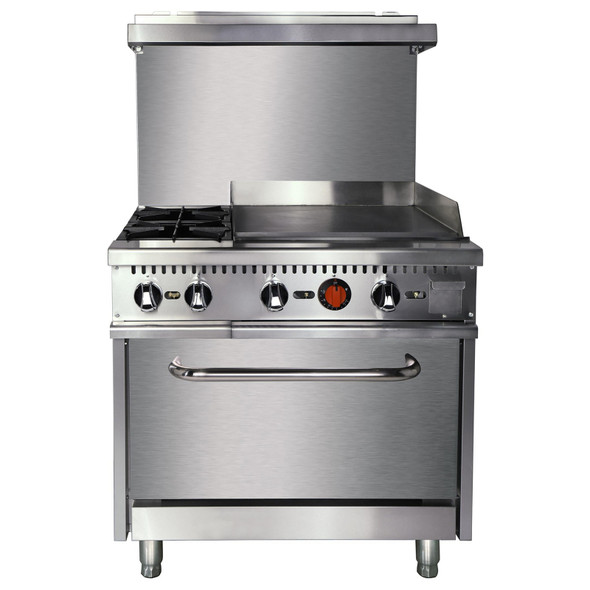 Adcraft BDGR-3624G/NG 36" Gas Range w/ Oven and 24" Griddle - 2 Burners - 130K BTU