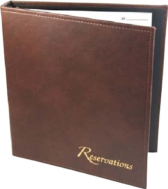 Menu Solutions R080ABN Reservation Binder, Gold Debossed, Brown Leather Like
