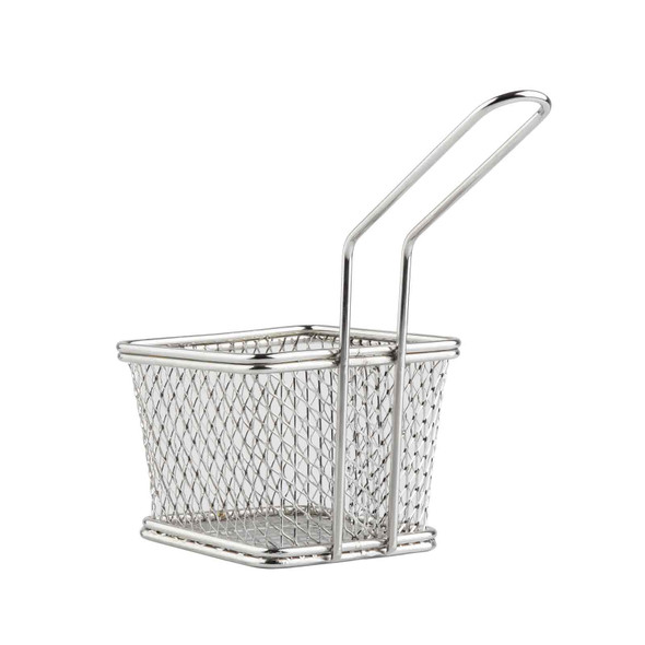 Tablecraft 10970 Square Wire Serving Basket, 4" x 4" x 3", Stainless Steel