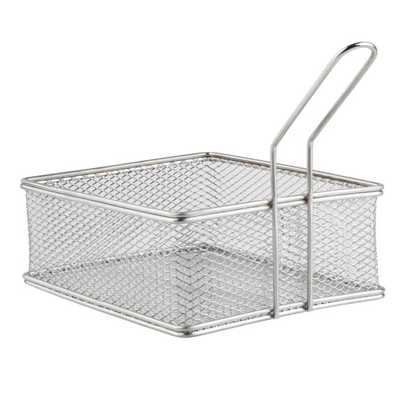 Tablecraft 10972 Rectangular Wire Serving Basket, 9" x 7" x 3", Stainless Steel