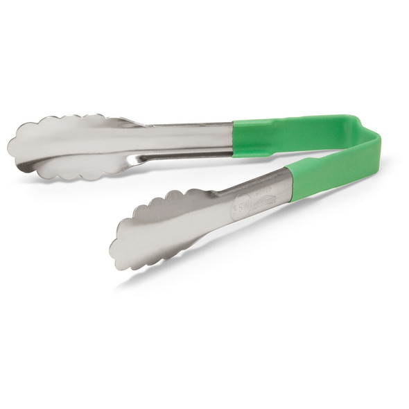 Vollrath 4780670 Utility Tongs, One-Piece, 6", Green Handle