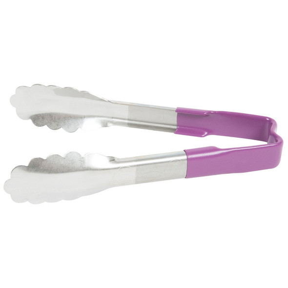 Vollrath 4780680 Utility Tongs, One-Piece, 6", Purple Handle