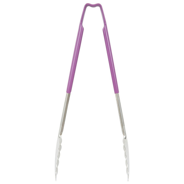 Vollrath 4781280 Utility Tongs, One-Piece, 12", Purple Handle