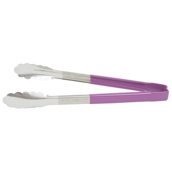 Vollrath 4781280 Utility Tongs, One-Piece, 12", Purple Handle