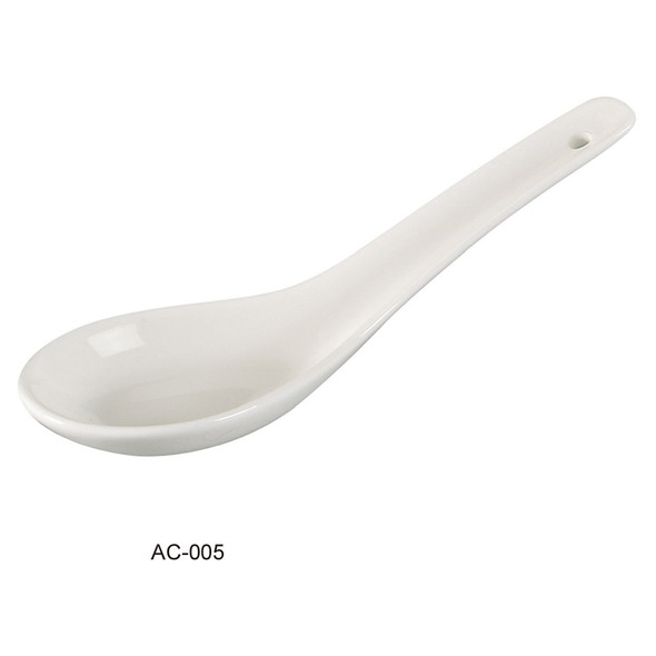 Yanco AC-005 5.5" Super White Porcelain Soup Spoon (12/Pack)