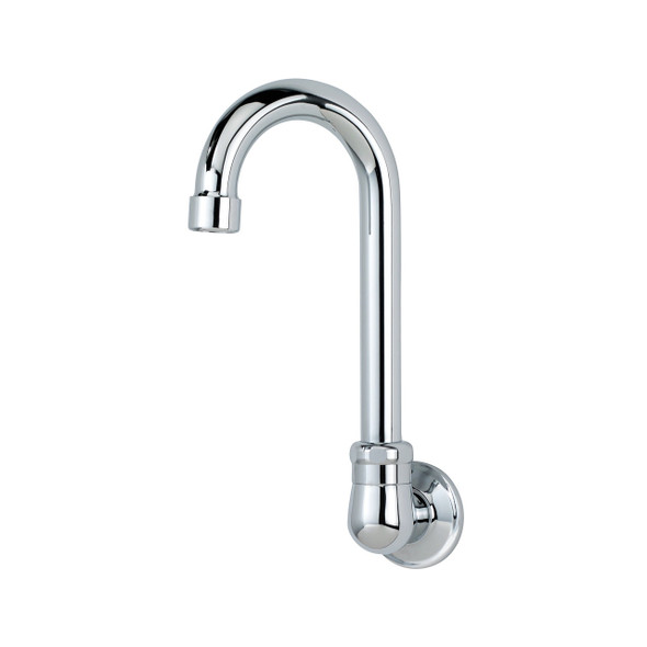 Krowne 16-140L Royal Series Single Hole Wall Mount Remote Spout, 3.5" Wide Gooseneck Spout