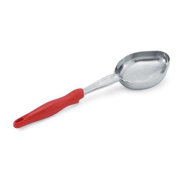 Vollrath 6412865 One Piece Heavy-Duty Spoodle, 8 oz., Solid Oval Bowl, Red Handle