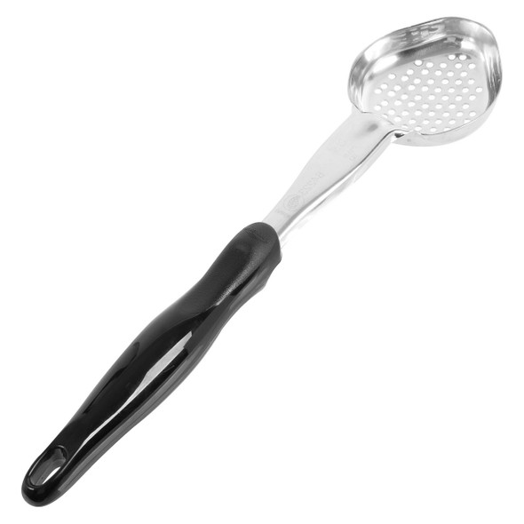 Vollrath 6422320 One Piece Heavy-Duty Spoodle, 3 oz., Perforated Oval Bowl, Black Handle