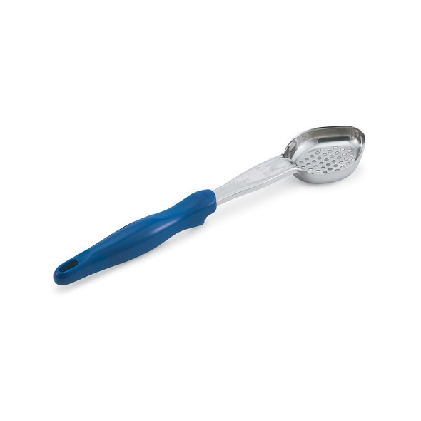 Vollrath 6422230 One Piece Heavy-Duty Spoodle, 2 oz., Perforated Oval Bowl, Blue Handle