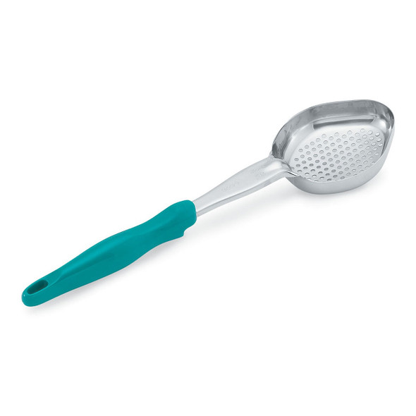 Vollrath 6422655 One Piece Heavy-Duty Spoodle, 6 oz., Perforated Oval Bowl, Teal Handle