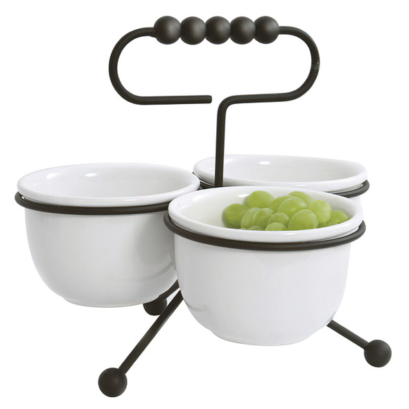 GET IRSLD-5B Black Condiment Stand with Three 16 oz. Bowls