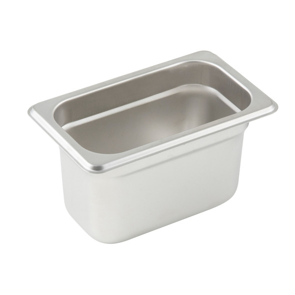 Winco SPJL-904 1/9 Size 4" Deep Stainless Steel Steam Pan - 25 Gauge