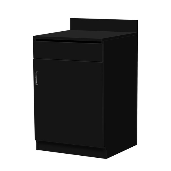Oak Street M8210-BLK 24" Black Waitress Station with 1 Drawer & 1 Door