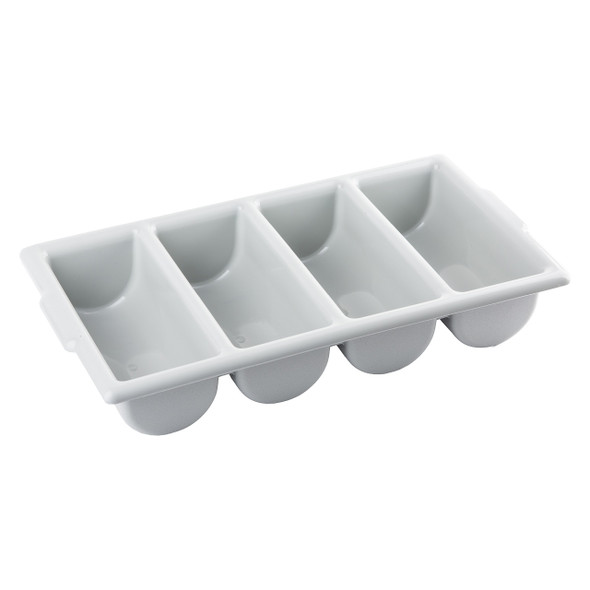 Tablecraft 1524G Cutlery Bin, 21-5/8" x 12", (4) Sections, Grey