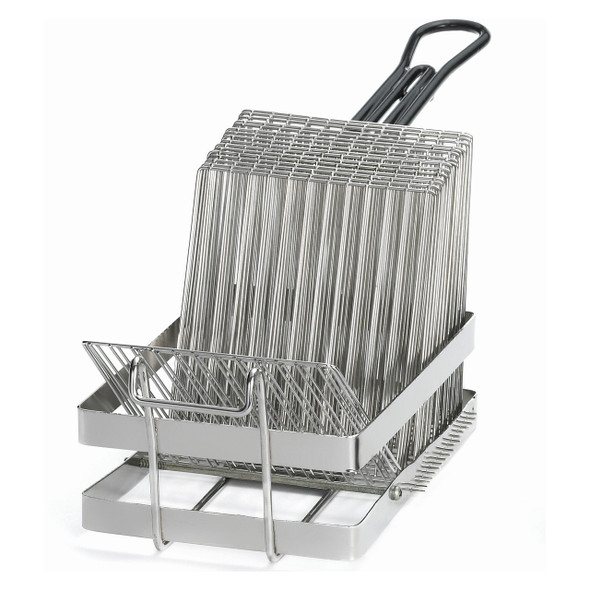 Tablecraft 41 Tostada Fry Basket, Holds (17) 6" Tostada Shells, Black