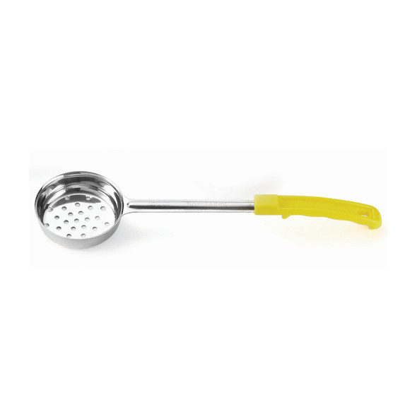 Tablecraft 6705 5-oz One-Piece Solid Stainless Steel Spoonout with Yellow Handle