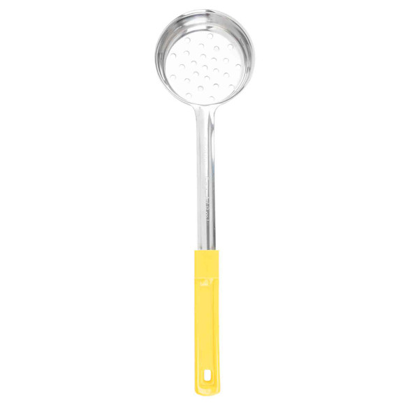 Tablecraft 7705 5-oz One-Piece Perforated Stainless Steel Spoonout with Yellow Handle