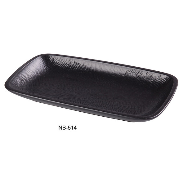 Yanco NB-514 Noble Black Plate, 14" x 7-1/2", Rectangular (12/Case)