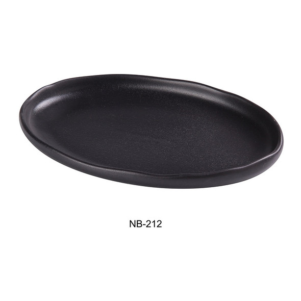 Yanco NB-212 Noble Black Plate, 12-1/2" x 8-1/4", Oval (12/Case)