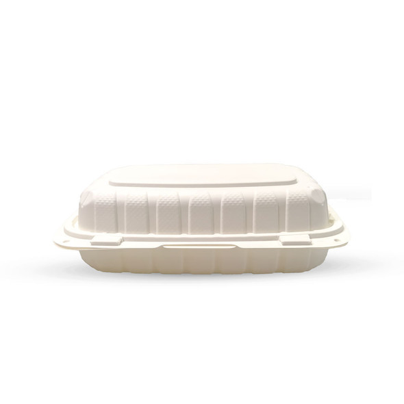 WELLCHOICE ECO Hinged Take-Out Container, White, 9" x 6" x 2.5" (150/Case)