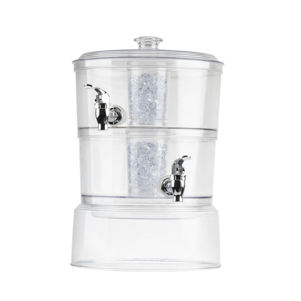 Tablecraft 10961 Beverage Dispenser, 2 Gallon, 2-Tier, Clear SAN Plastic