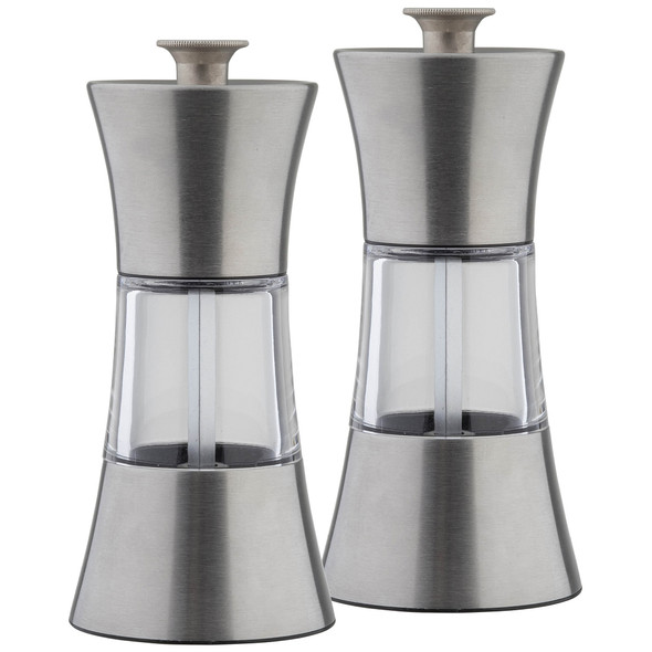 Tablecraft 10924 Salt & Pepper Mill Set, 5", Stainless & Acrylic