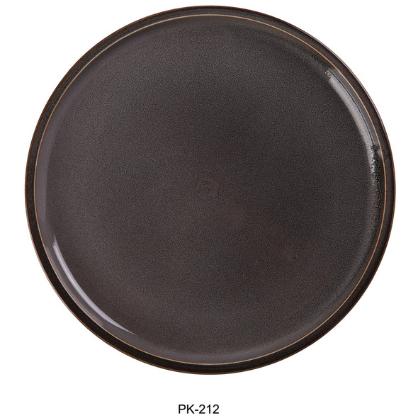 Yanco PK-212 12" Round Peacock Plate, Grey, 12/Case
