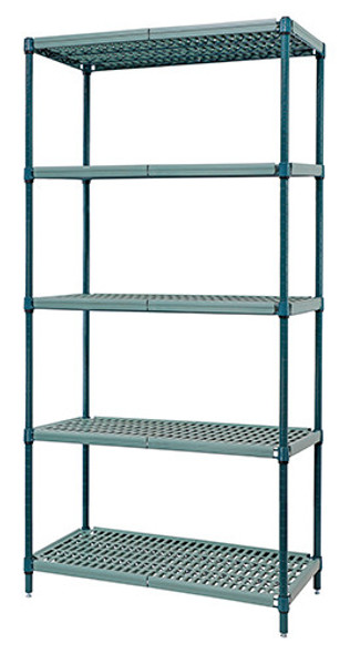 Quantum WR74-1836WPM Wire Plastic Mat Shelving Unit, 36"x18"x74", 4-Tier