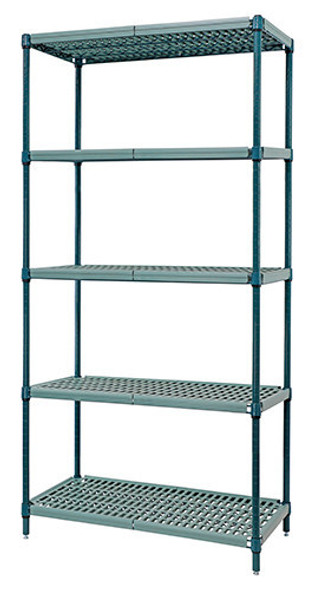 Quantum WR74-1842WPM Wire Plastic Mat Shelving Unit, 42"x18"x74", 4-Tier