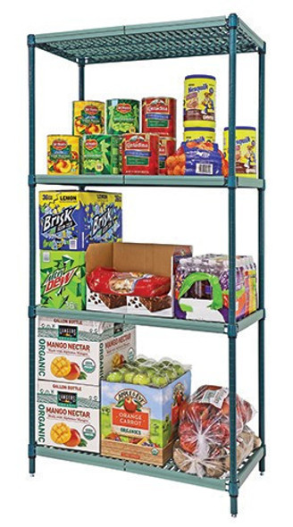 Quantum WR74-2442WPM Wire Plastic Mat Shelving Unit, 42"x24"x74", 4-Tier