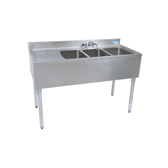 BK UB4-18-348LS 18" x 48" Underbar Sink, 3-Compartment, Left Drainboard & Faucet BK UB4-18-348LS 18" x 48" Underbar Sink, 3-Compartment, Left Drainboard & Faucet