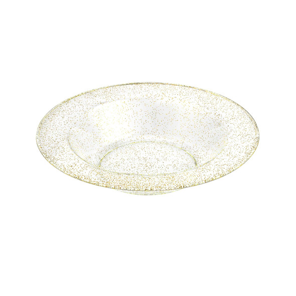 King Zak 33614 Glitter Plastic Bowl, 14 oz, Gold (10/Pack)