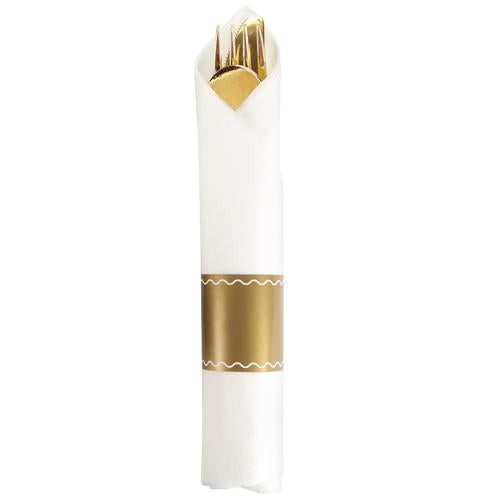 King Zak 37281 Rolled Cutlery Combo Set with Napkin, Gold (20pc/Pack)