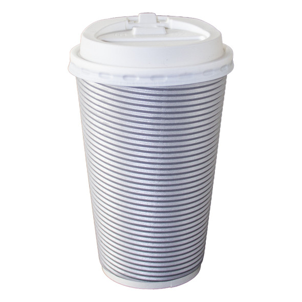 King Zak 00750 Paper Hot Cups & Lids, 16 oz, Silver (Pack of 30 Sets) King Zak 00750 Paper Hot Cups & Lids, 16 oz, Silver (Pack of 30 Sets)