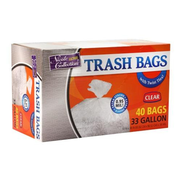 King Zak 01344 Garbage Liners, White, 33 Gallon (40pcs/box)