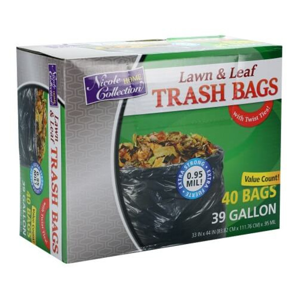 King Zak 01358 Garbage Liners, Black, 39 Gallon (40pcs/box)