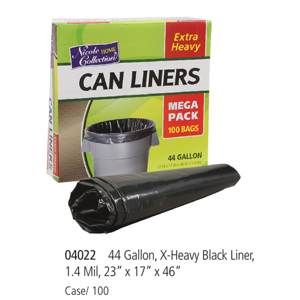 King Zak 04022 Garbage Liners, Black, 23x17x46, XHvy (100pcs/Case)