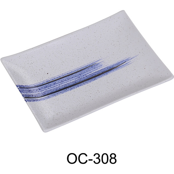 Yanco OC-308 8" x 5.5" Ocean Rectangular Plate, Blue (36/Case)