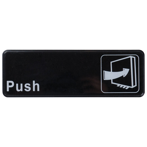 Winco SGN-301 Push Sign, 9" x 3", Black & White