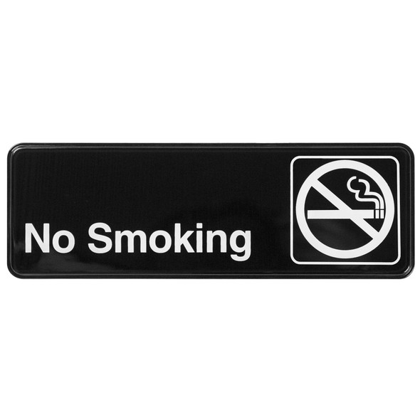 Winco SGN-310 No Smoking Sign, 9" x 3", Black & White