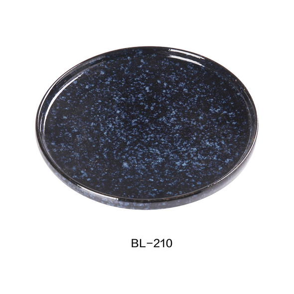 Yanco BL-210 10 1/4" X 1 1/8" Round Plate With Upright Rim Ceramic Blue Star Dinner Plate (12/Case)