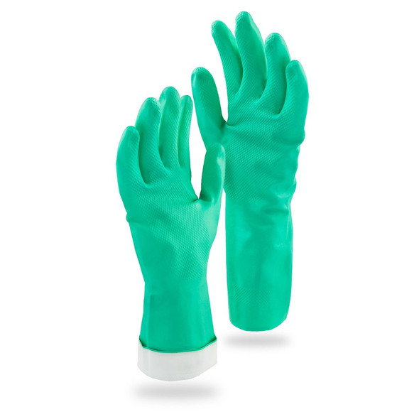 Libman 1317 Nitrile Gloves, 13", Textured, Green, Small (1-Pair)