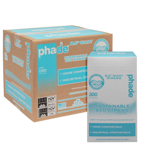 Phade 511169 Giant Wrapped Straws, 8.5", Teal (300/Box)
