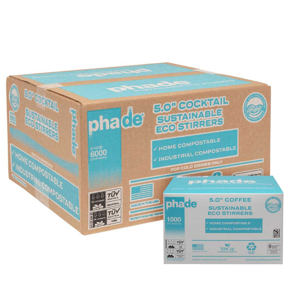 Phade 511170 5" Stirrer, Teal, Unwrapped (1000/Box)