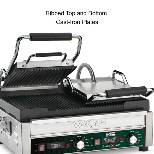 Waring WPG300T Double Italian-Style Panini Grill with Timer, 240V, 3200W
