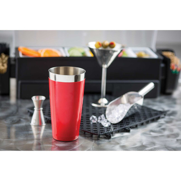 Tablecraft 10369 Bar Shaker, 16 oz., Vinyl Coating, Red