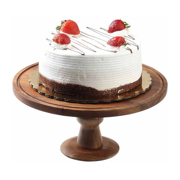 Tablecraft 11441 Acacia Wood Cake Stand, 12-1/2" x 6", Round
