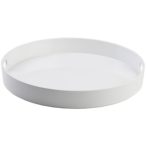 Tablecraft 11491 Serving Tray, 15" x 2", Round, Melamine, White
